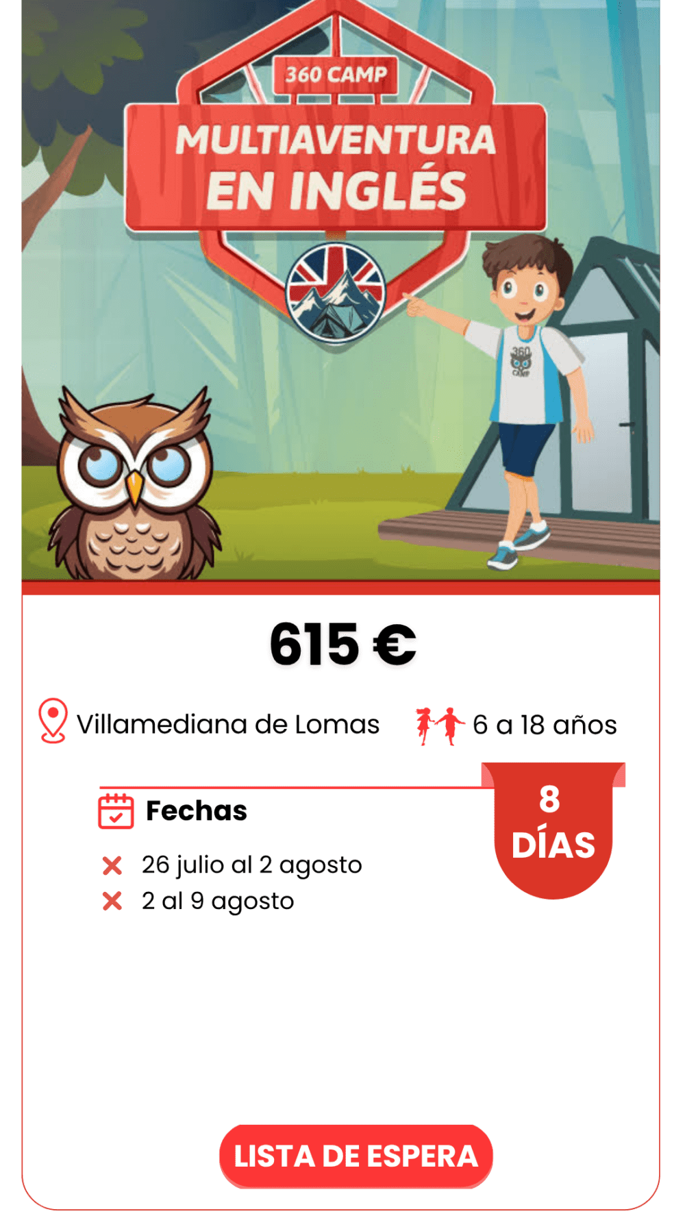 MULTIAVENTURA + INGLÉS 8 DÍAS VILLAMEDIANA