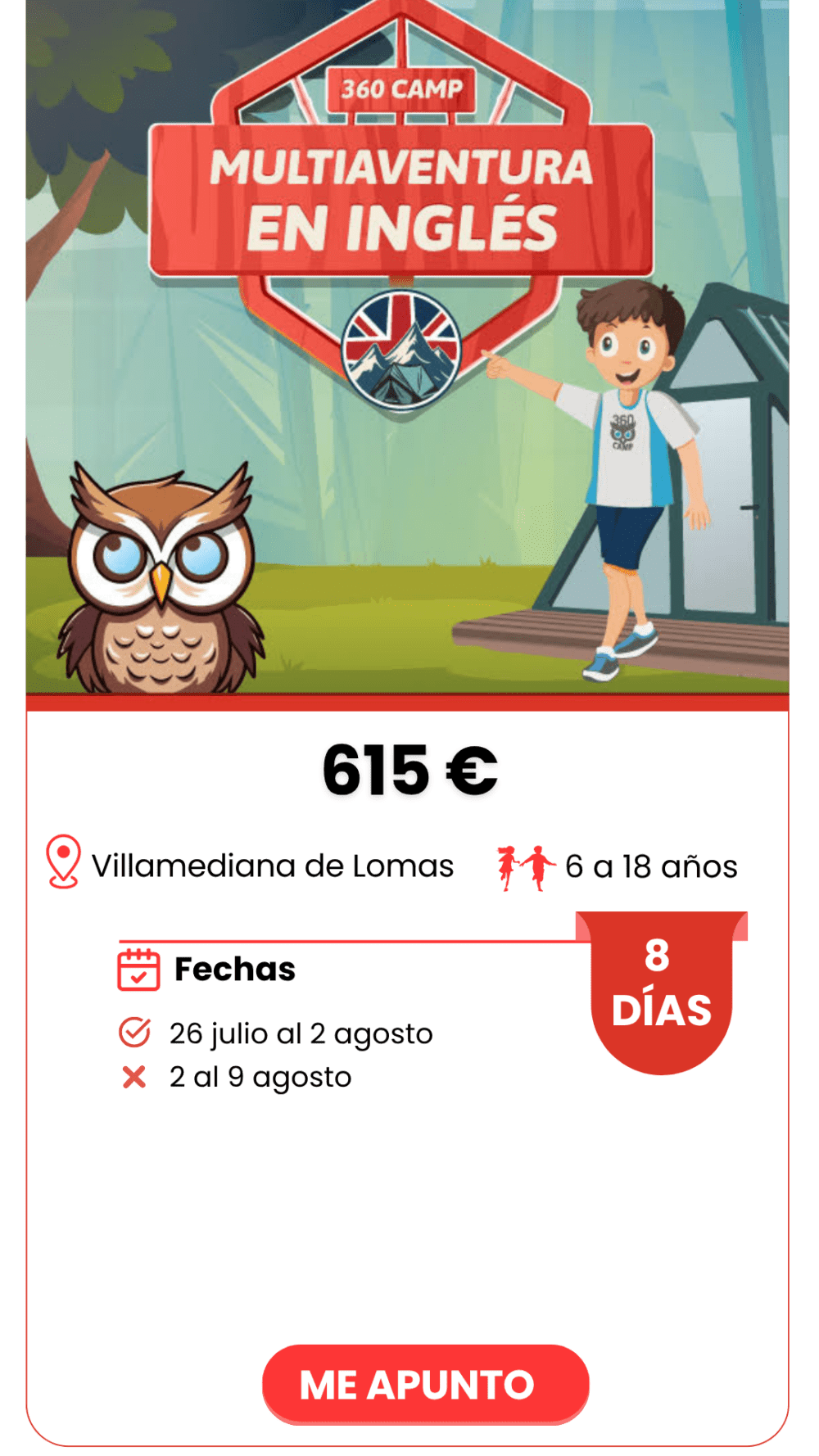 MULTIAVENTURA + INGLÉS 8 DÍAS VILLAMEDIANA