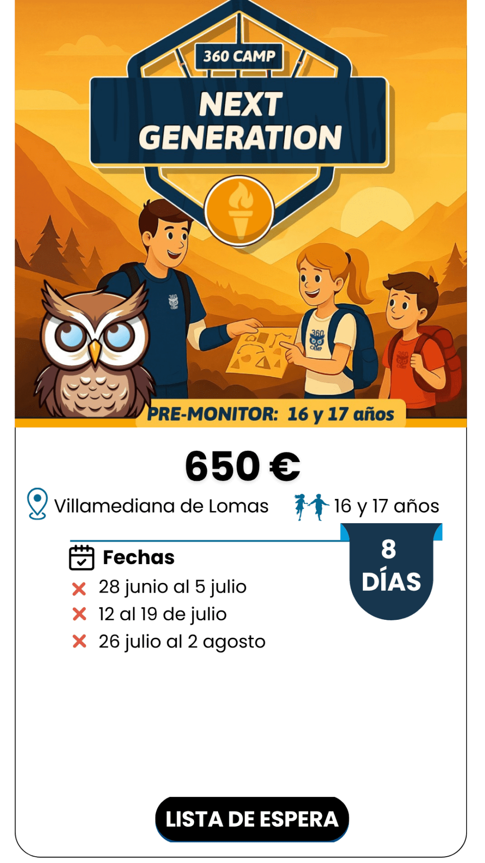 CAMP NEXT 8 DÍAS VILLAMEDIANA